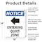 Signmission Entering Quiet Zone, 18 in W x Rectangle, Plastic OS-2PACK-NS-P-1824-V-12095 - alternate 4